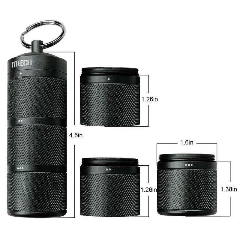 MEECN Three Layer Large Pill Organizer, Aluminium, Metal Dispensers, Waterproof, Can Store Pills Anything Sizes, Vitamins, Cod Liver Oil, Supplements and Medication (Black) - Image 5